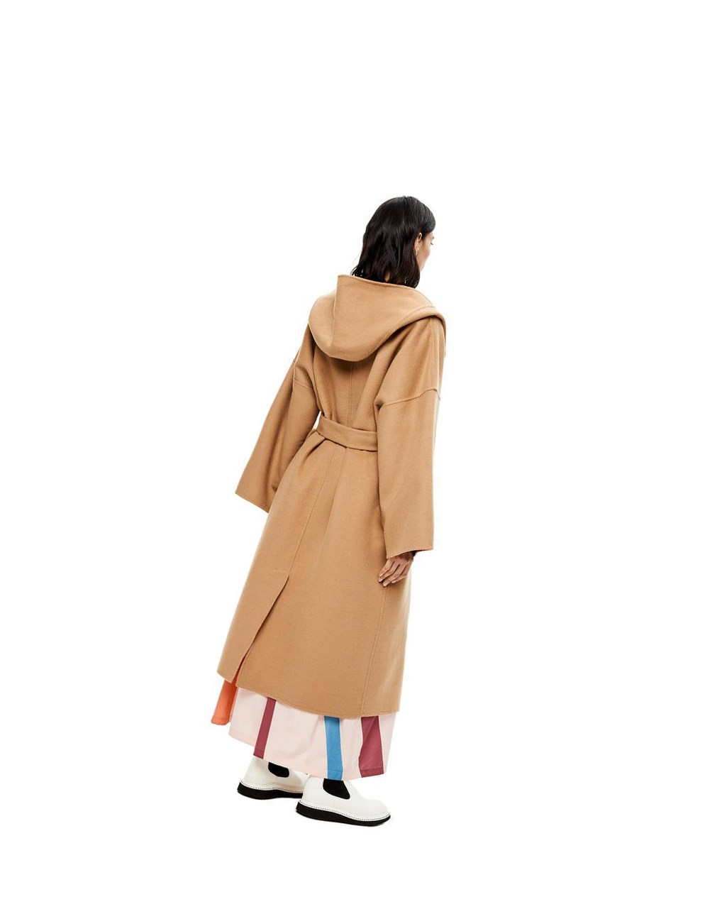 Loewe Anagram jacquard hooded coat in wool Warm Desert / Rust | ZMJCQ-9781