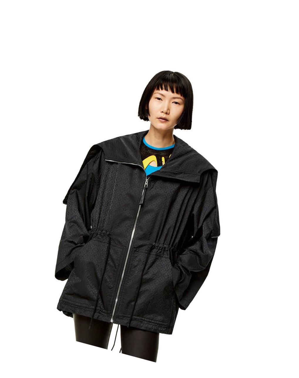 Loewe Anagram jacquard hooded jacket in nylon Negros | TBGDM-4360