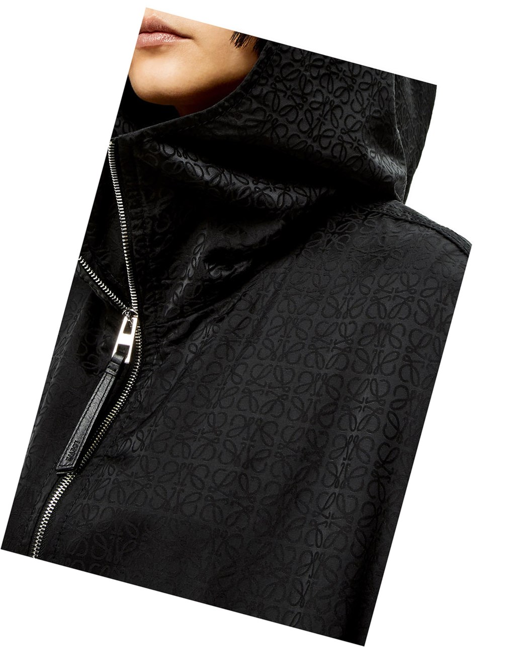 Loewe Anagram jacquard hooded jacket in nylon Negros | TBGDM-4360