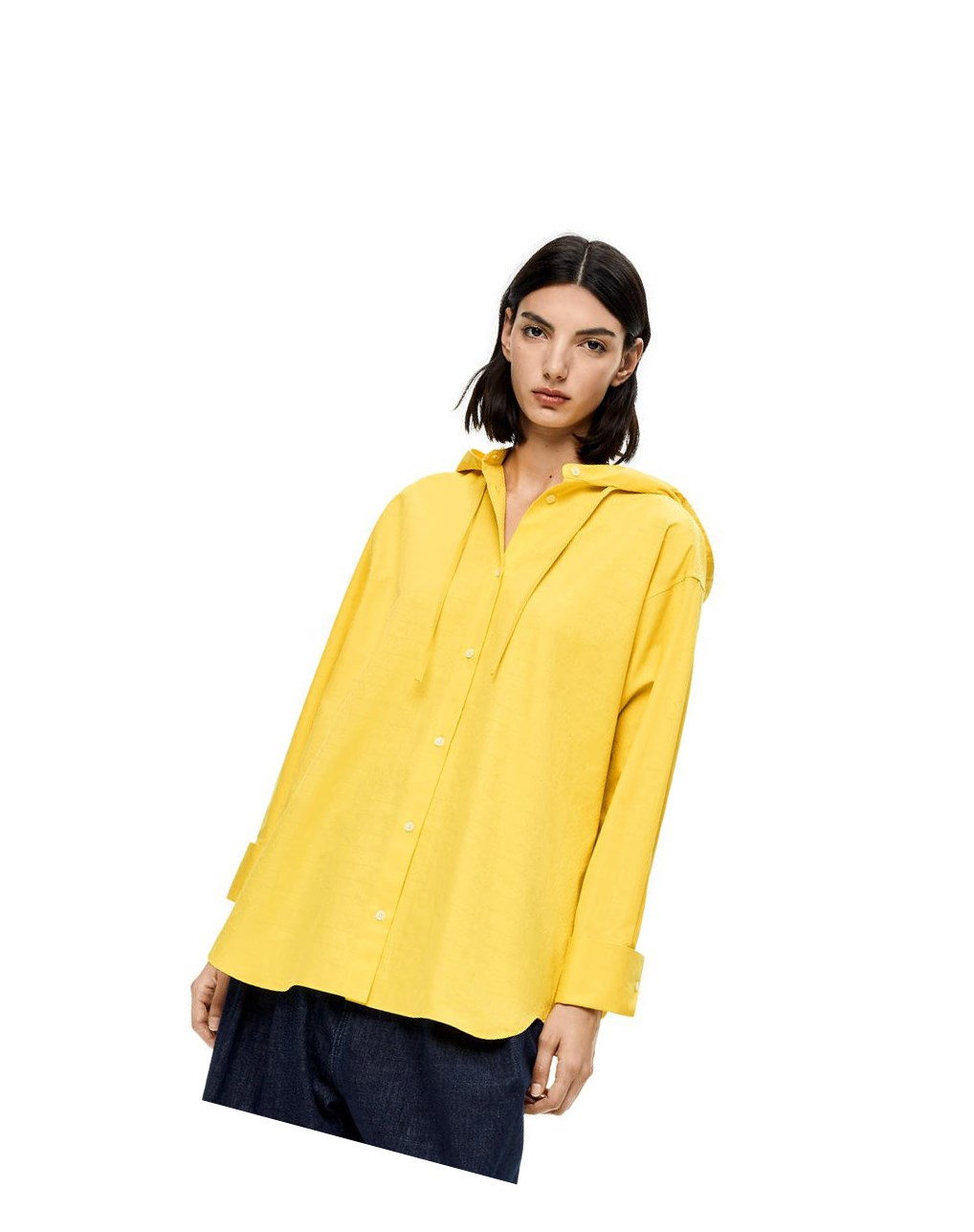 Loewe Anagram jacquard hooded shirt in cotton Amarillos | GTLHY-5716