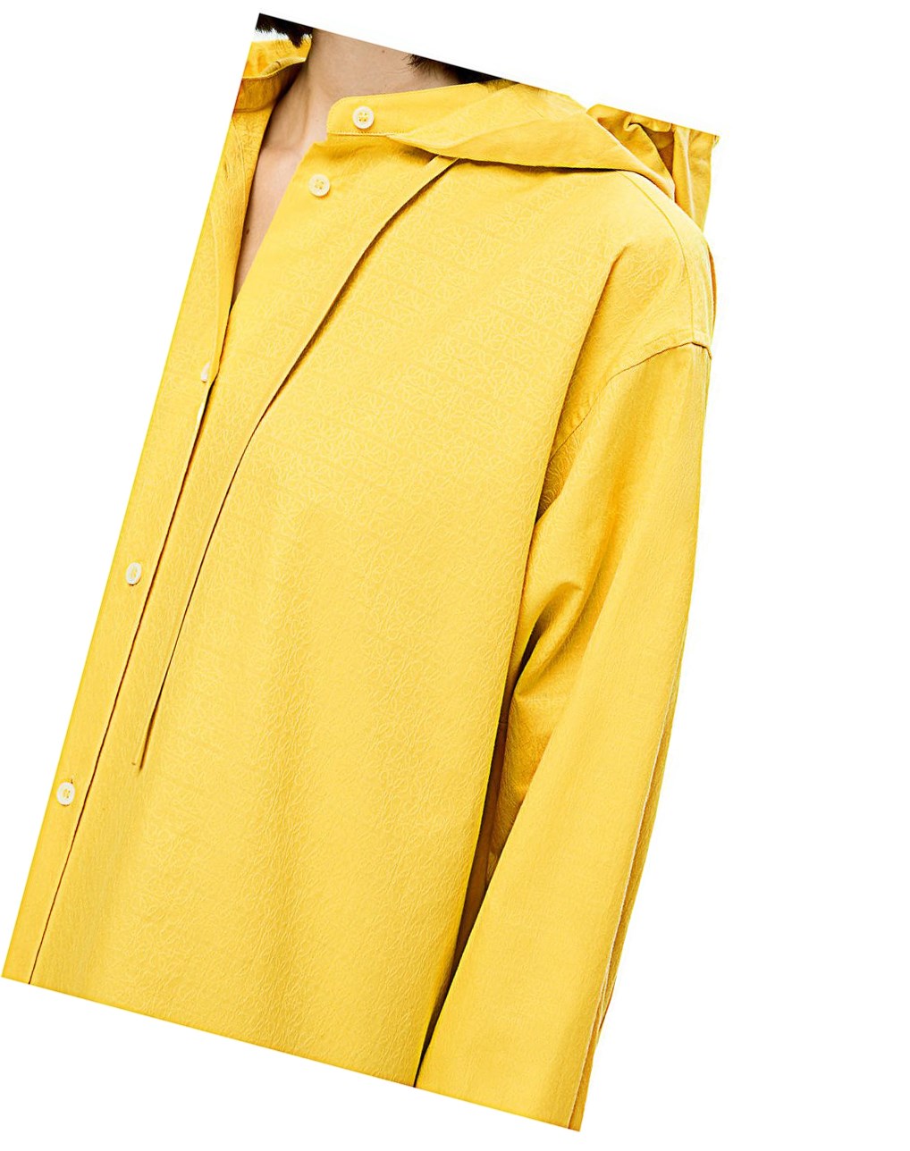 Loewe Anagram jacquard hooded shirt in cotton Amarillos | GTLHY-5716
