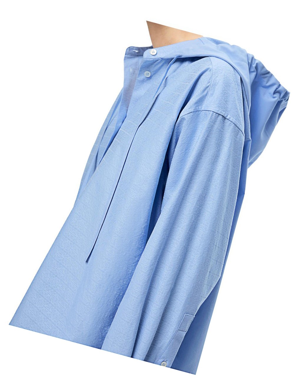 Loewe Anagram jacquard hooded shirt in cotton Azules | JCMTK-9356