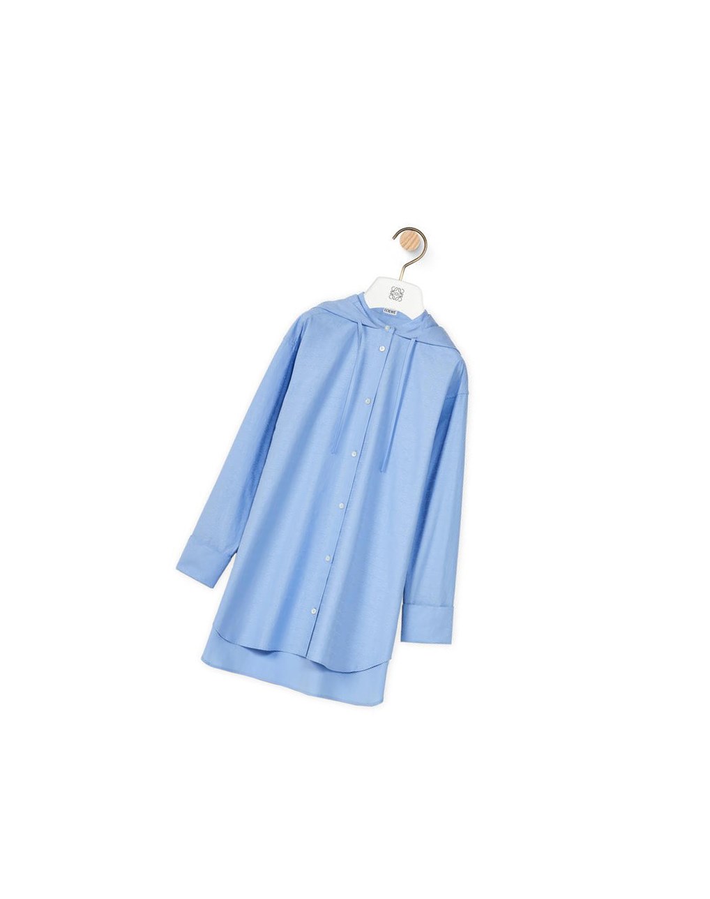 Loewe Anagram jacquard hooded shirt in cotton Azules | JCMTK-9356