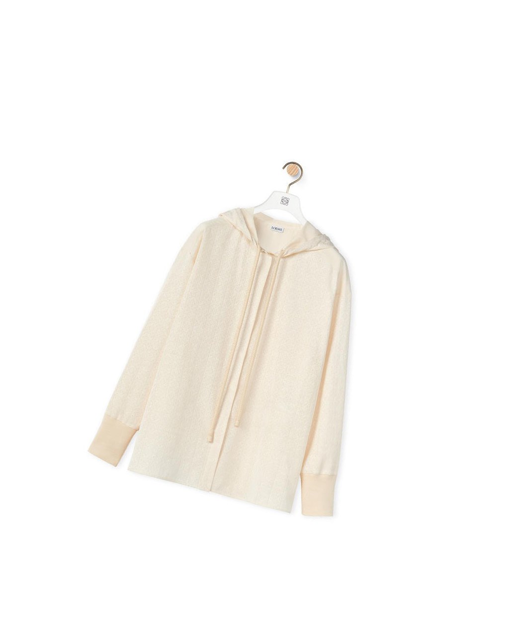 Loewe Anagram jacquard hooded shirt in silk and cotton Ivory | FHORZ-8352