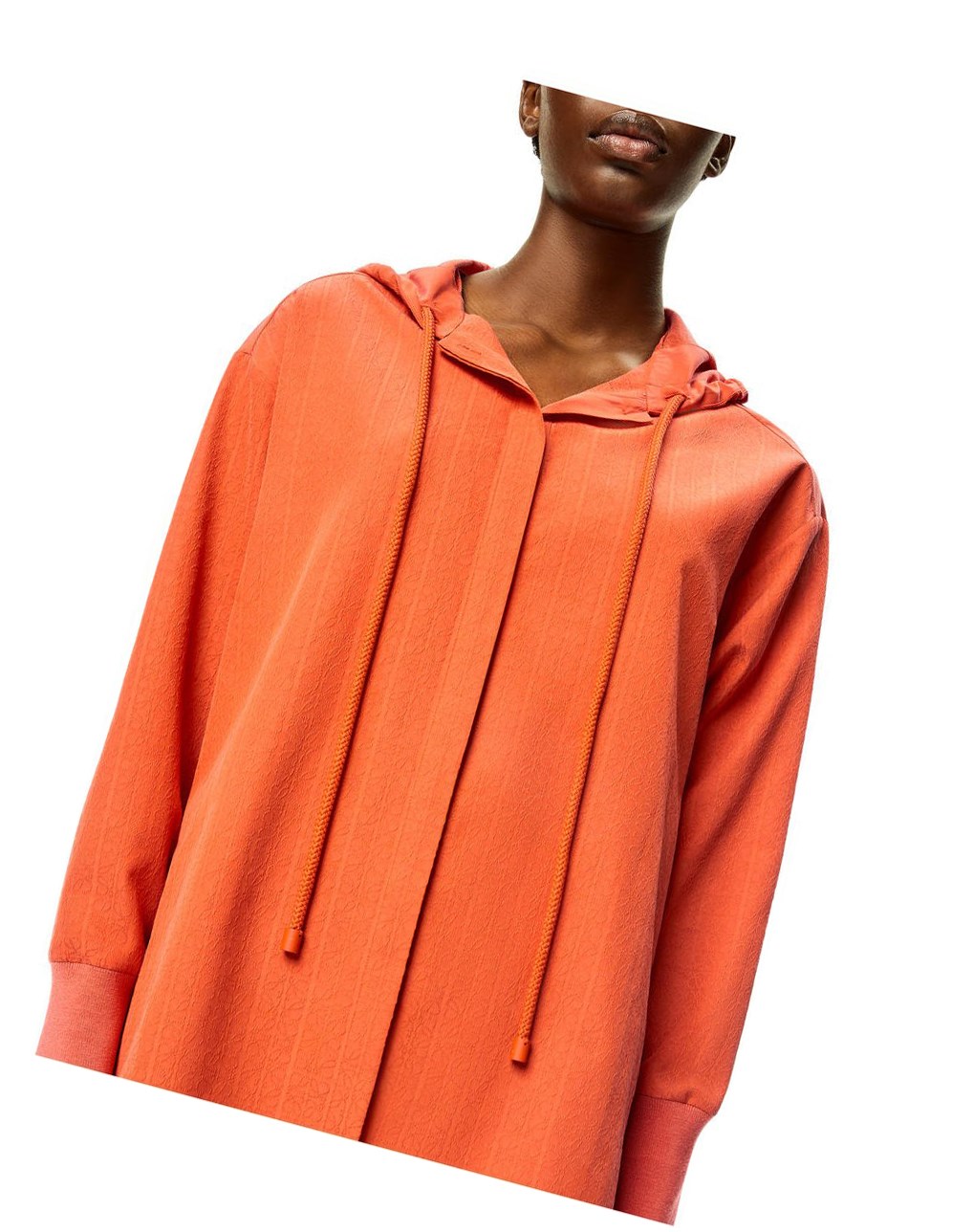 Loewe Anagram jacquard hooded shirt in silk and cotton Naranjas | LATOE-0247