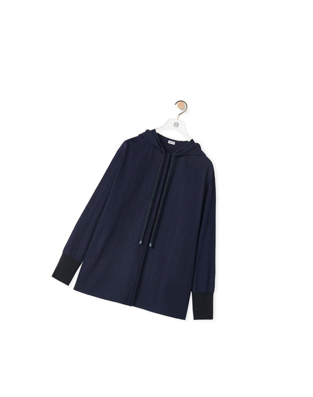 Loewe Anagram jacquard hooded shirt in silk and cotton Night | UAYSB-1384