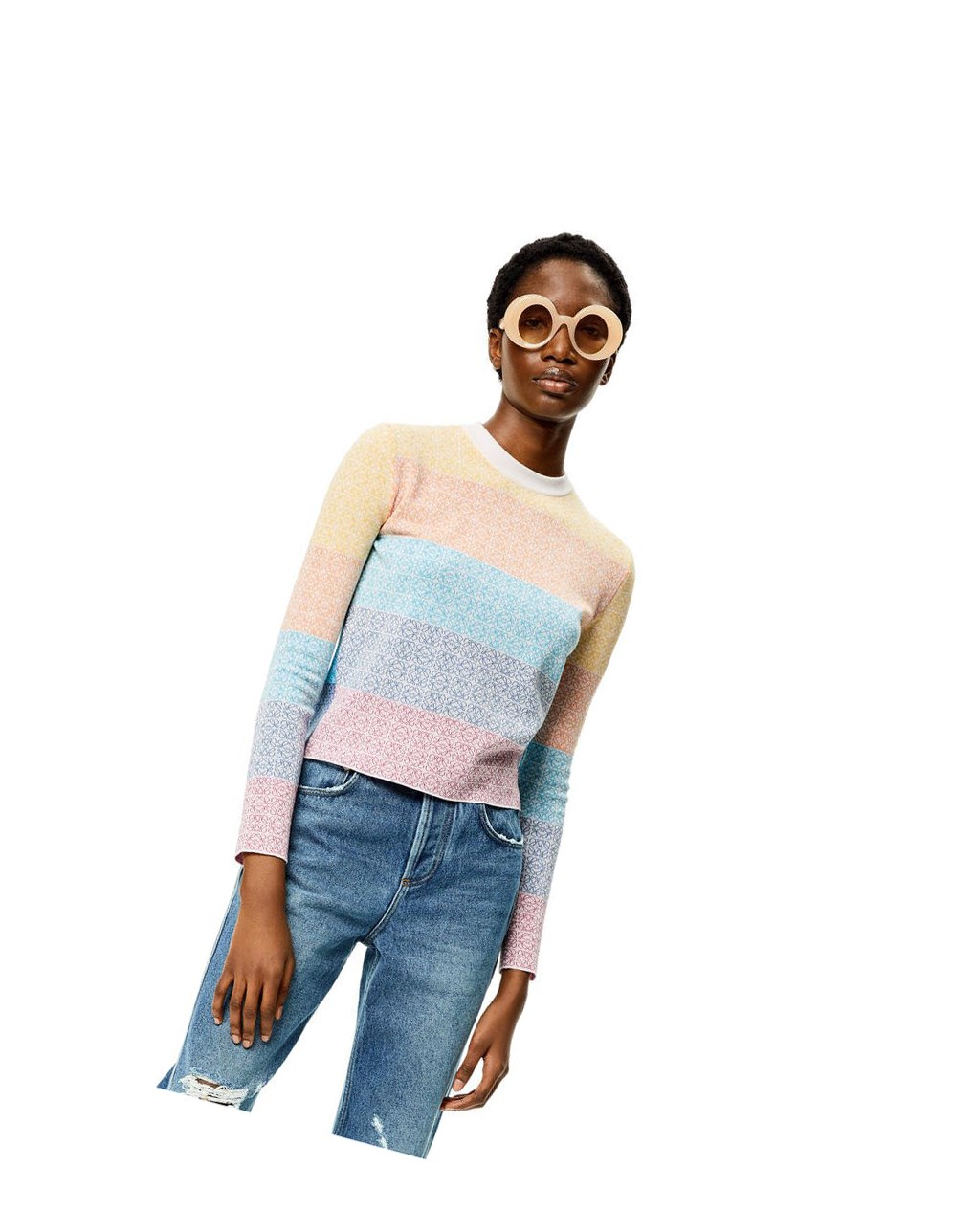 Loewe Anagram jacquard sweater in wool Multicolor | LHESR-5902