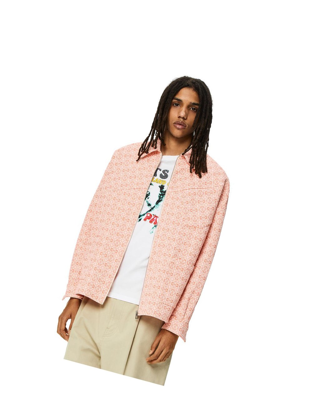 Loewe Anagram jacquard zip jacket in cotton Blancos Naranjas | MHQST-9642