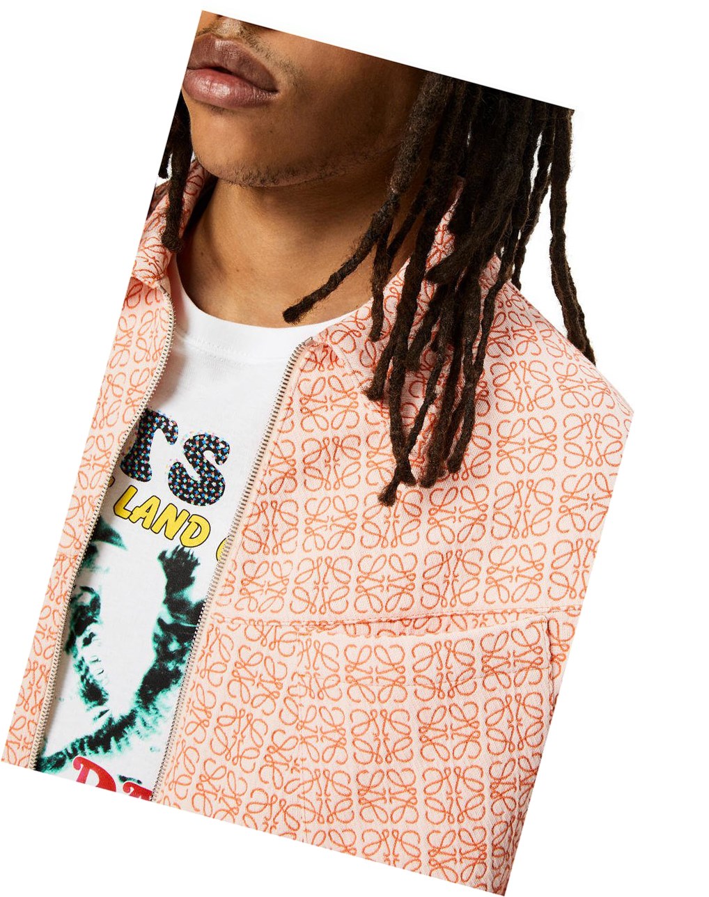 Loewe Anagram jacquard zip jacket in cotton Blancos Naranjas | MHQST-9642