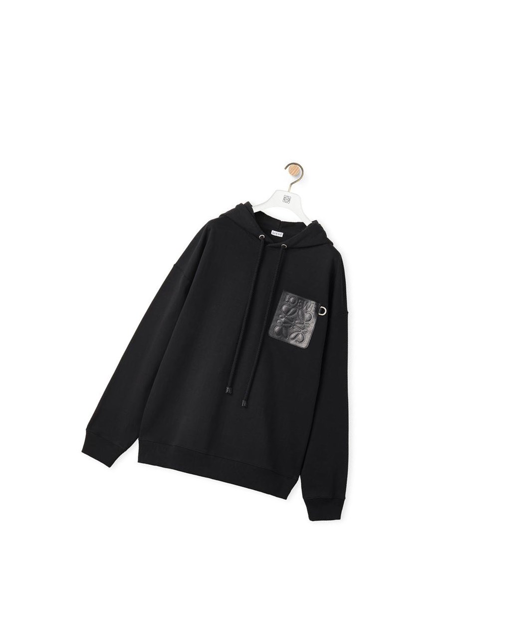 Loewe Anagram leather patch hoodie in cotton Negros | CFKYZ-7592