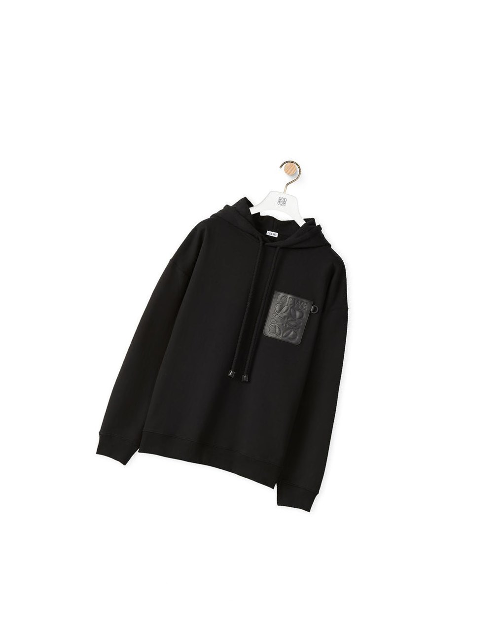 Loewe Anagram leather patch hoodie in cotton Negros | GFWET-5014