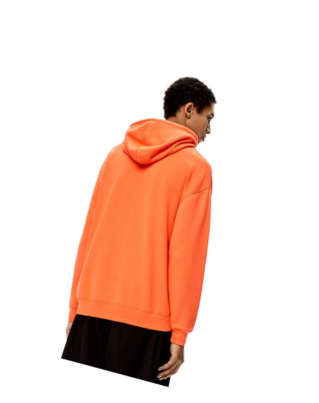 Loewe Anagram leather patch hoodie in cotton Naranjas | MIYFG-1036