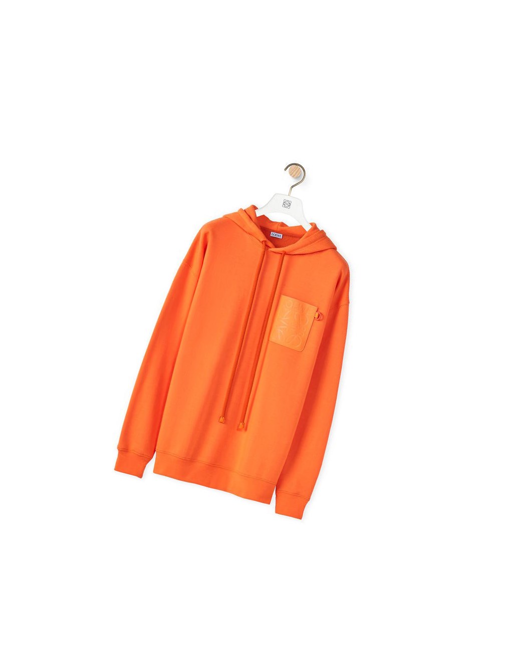 Loewe Anagram leather patch hoodie in cotton Naranjas | MIYFG-1036