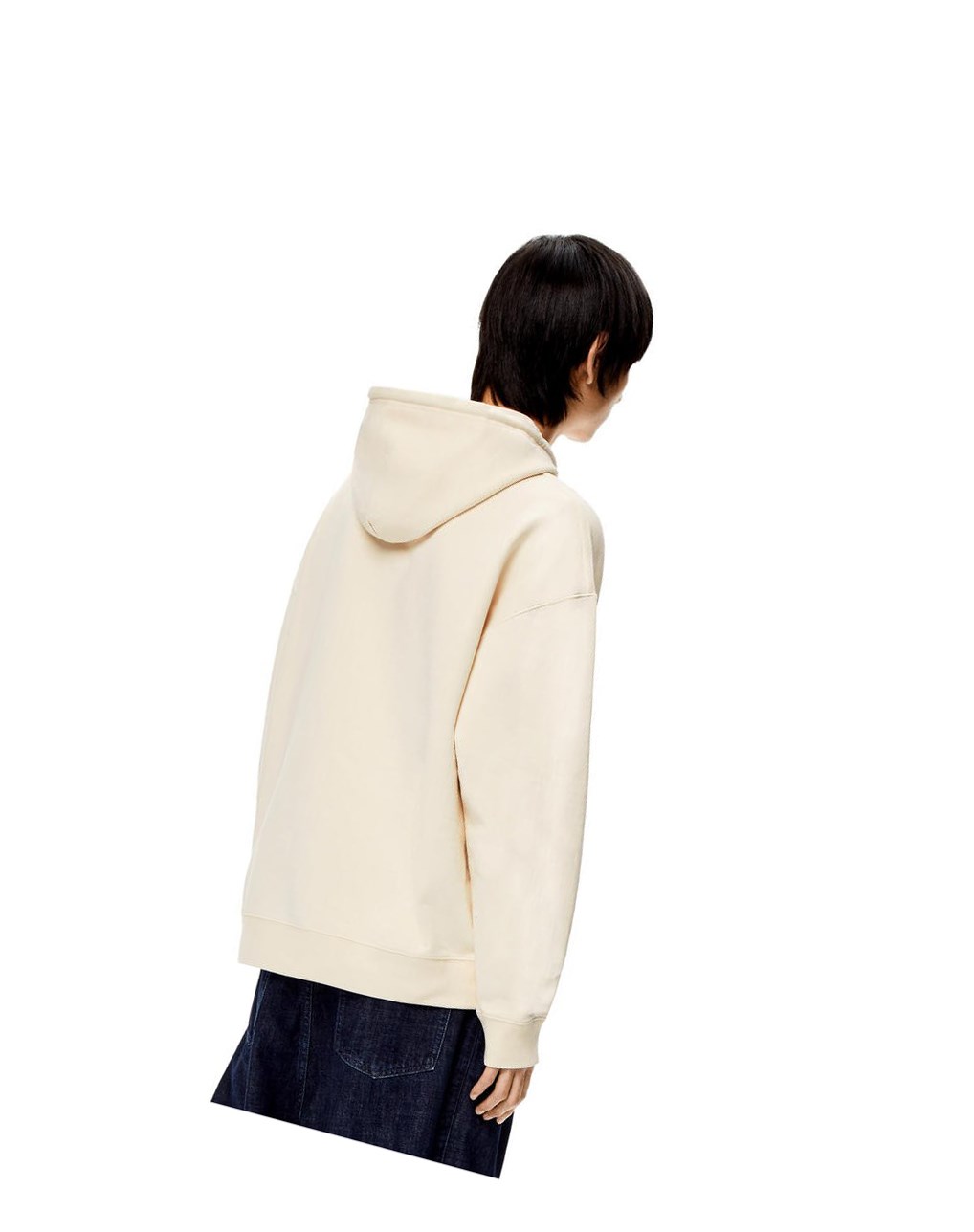 Loewe Anagram leather patch hoodie in cotton Blancos | ZMCGA-5708