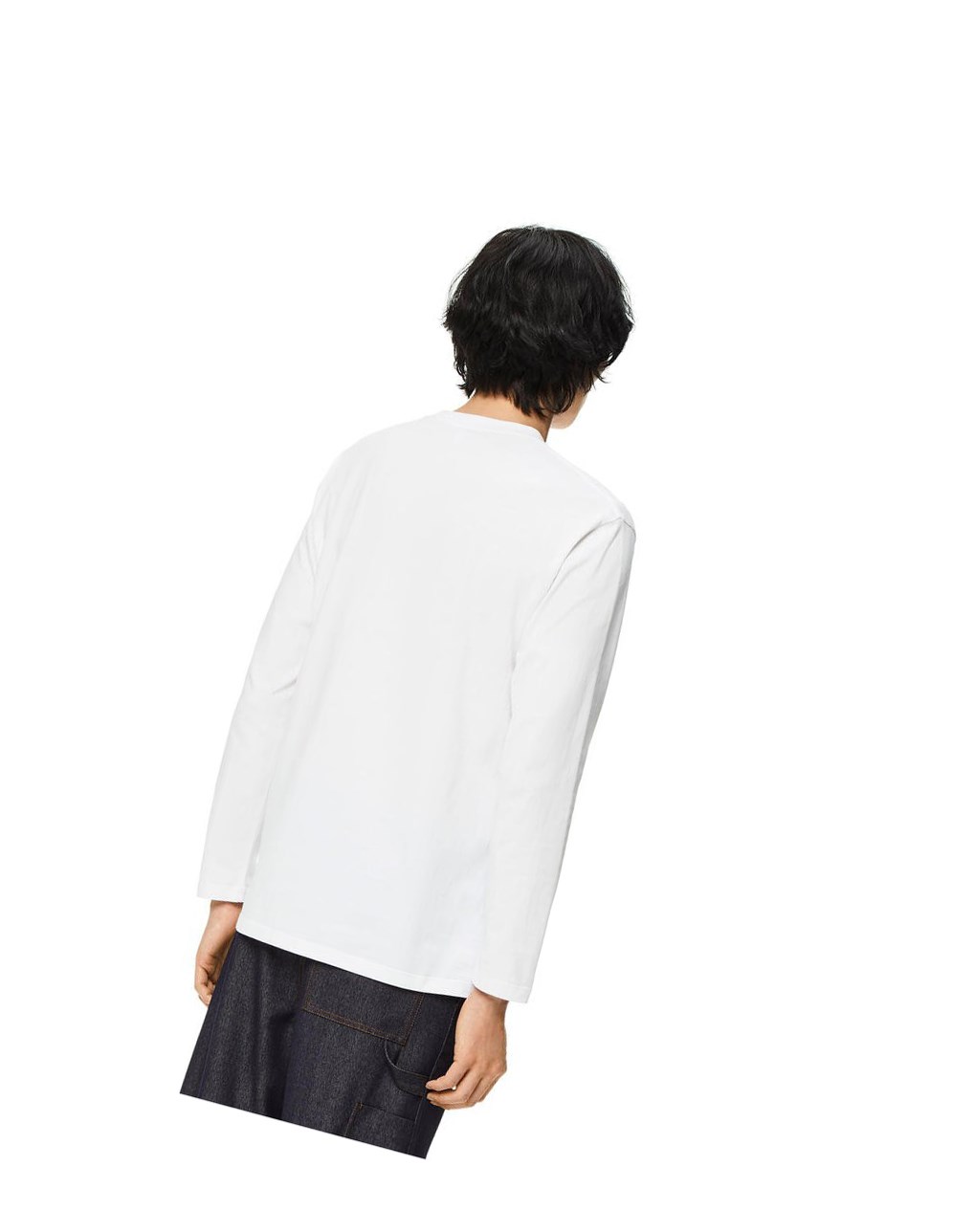 Loewe Anagram long sleeve T-shirt in cotton Blancos | YJRBG-5109