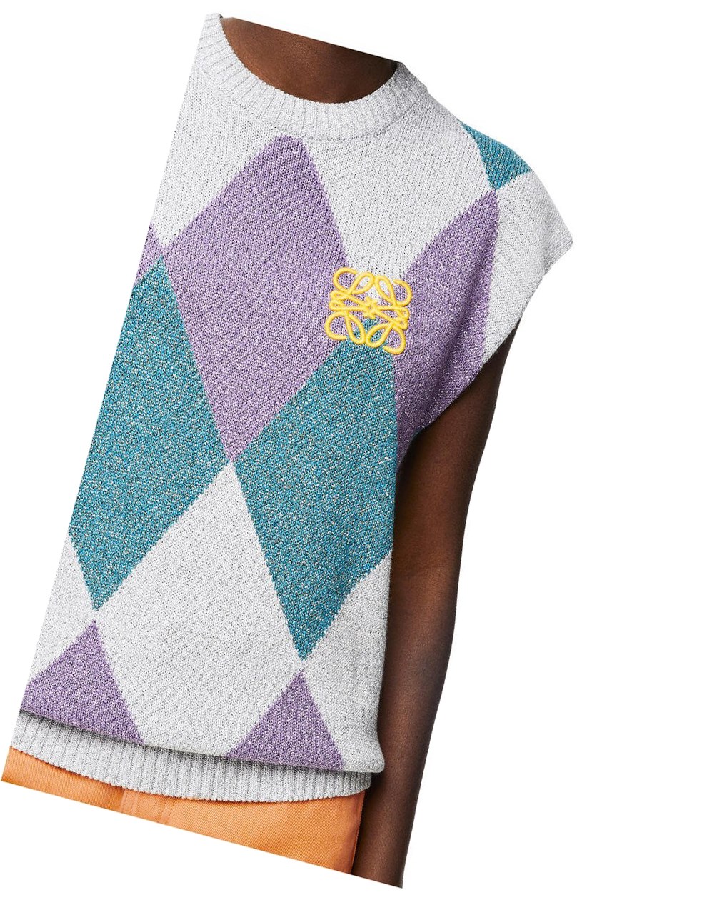 Loewe Anagram lurex vest in viscose Blancos Morados Azules | HIEOW-7931