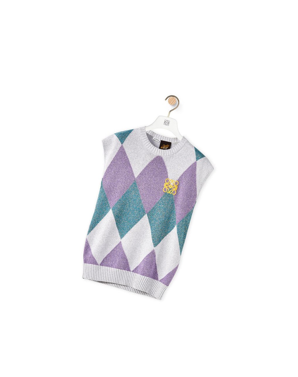 Loewe Anagram lurex vest in viscose Blancos Morados Azules | HIEOW-7931