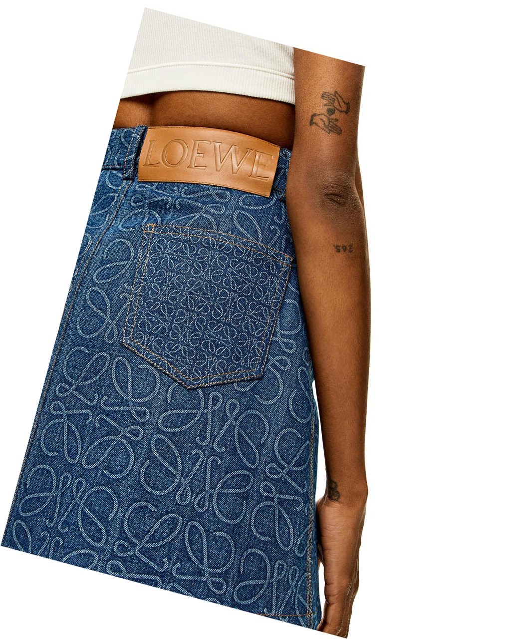 Loewe Anagram mini skirt in denim Azules Azules | QVPIW-3674