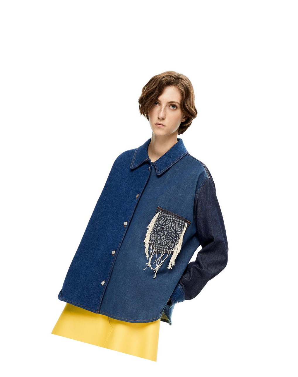Loewe Anagram overshirt in denim Azules Azules Azules | HFBYT-3146