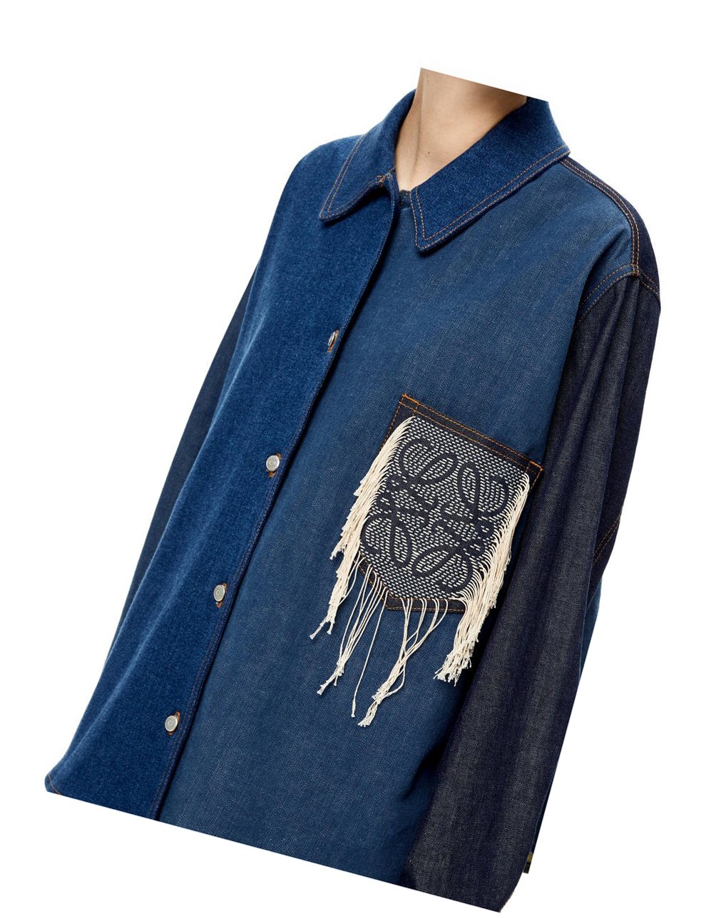 Loewe Anagram overshirt in denim Azules Azules Azules | HFBYT-3146