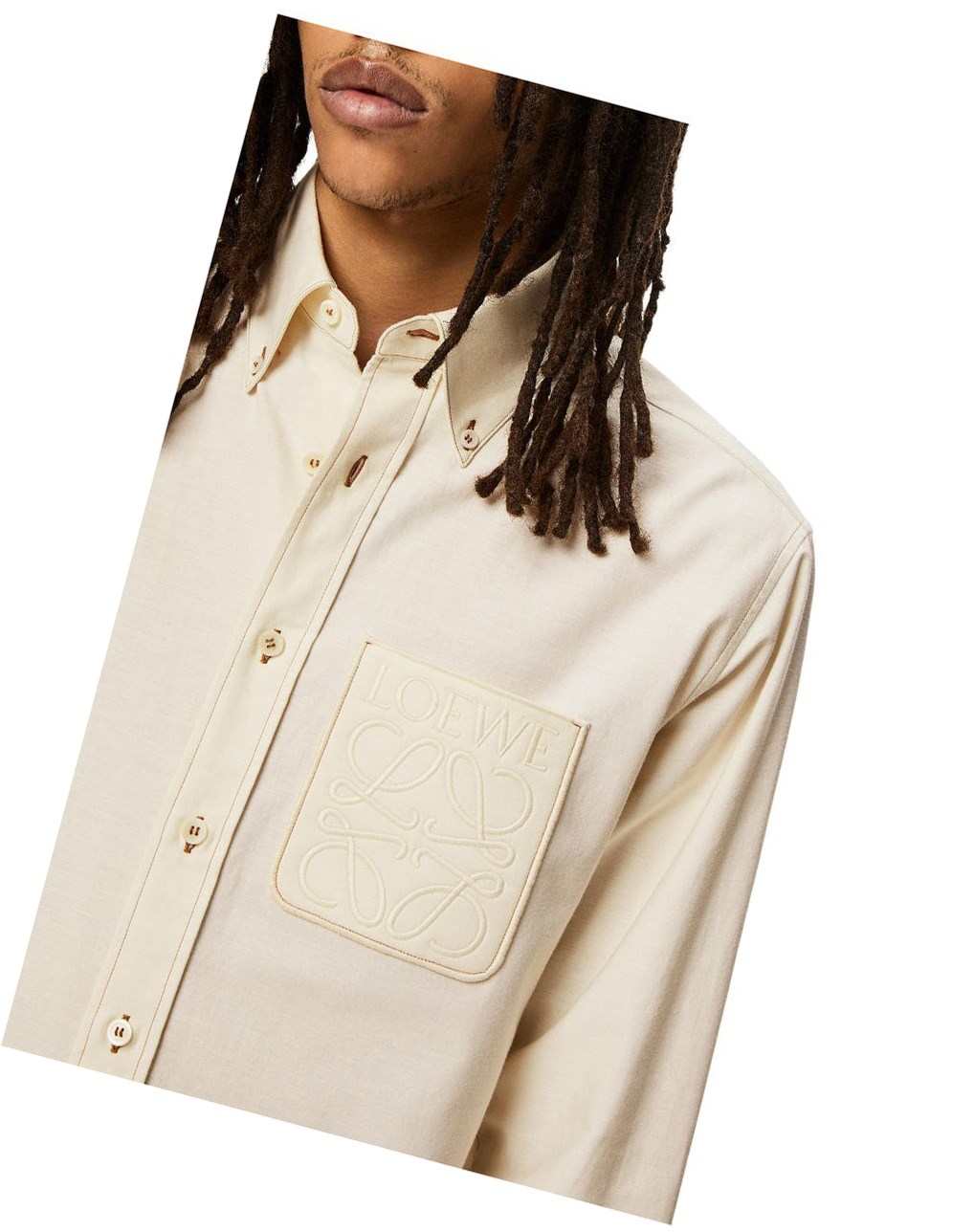 Loewe Anagram pocket shirt in cotton Ecru | BSLJE-9748