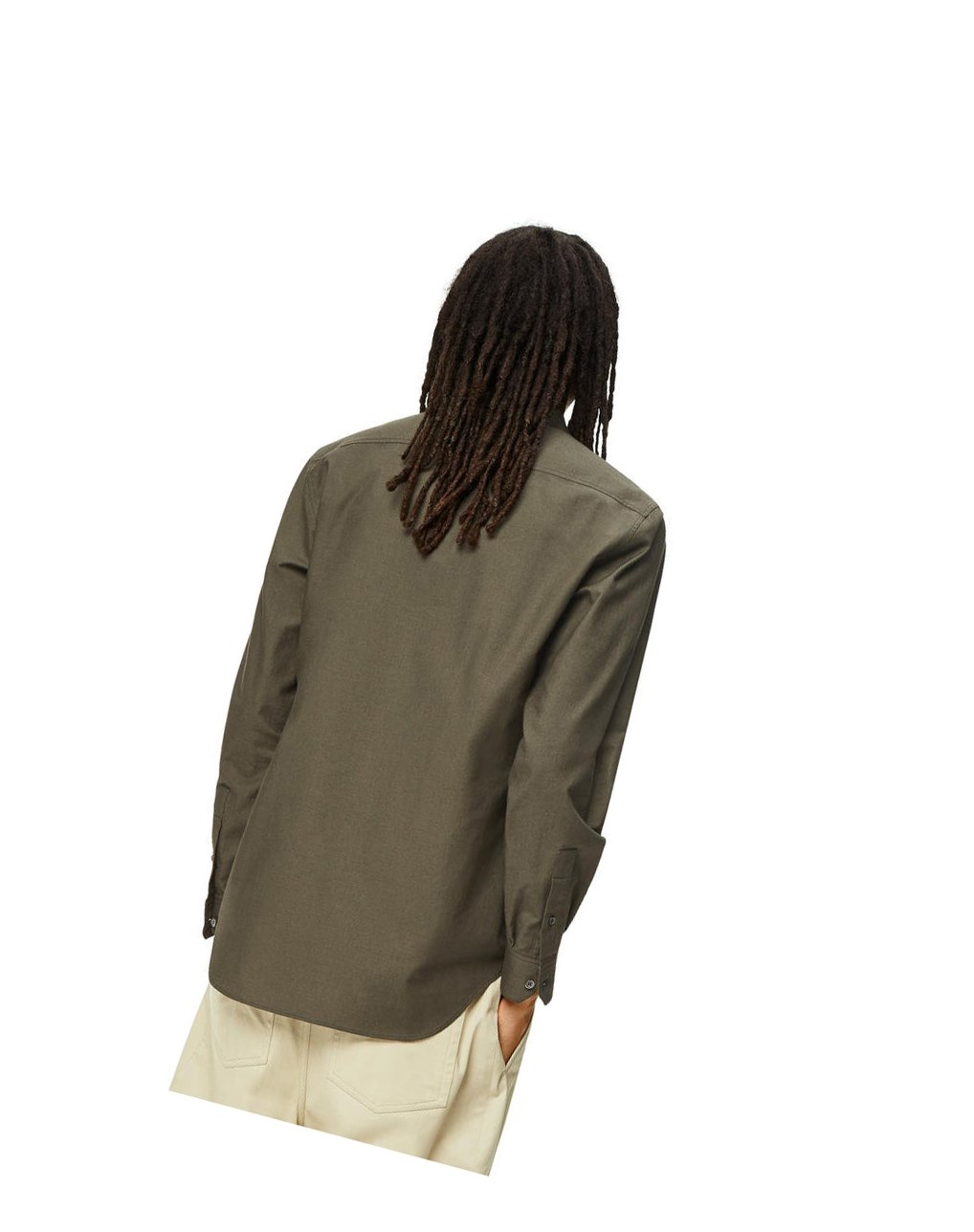 Loewe Anagram pocket shirt in cotton Kaki Verdes | MGIEQ-4019