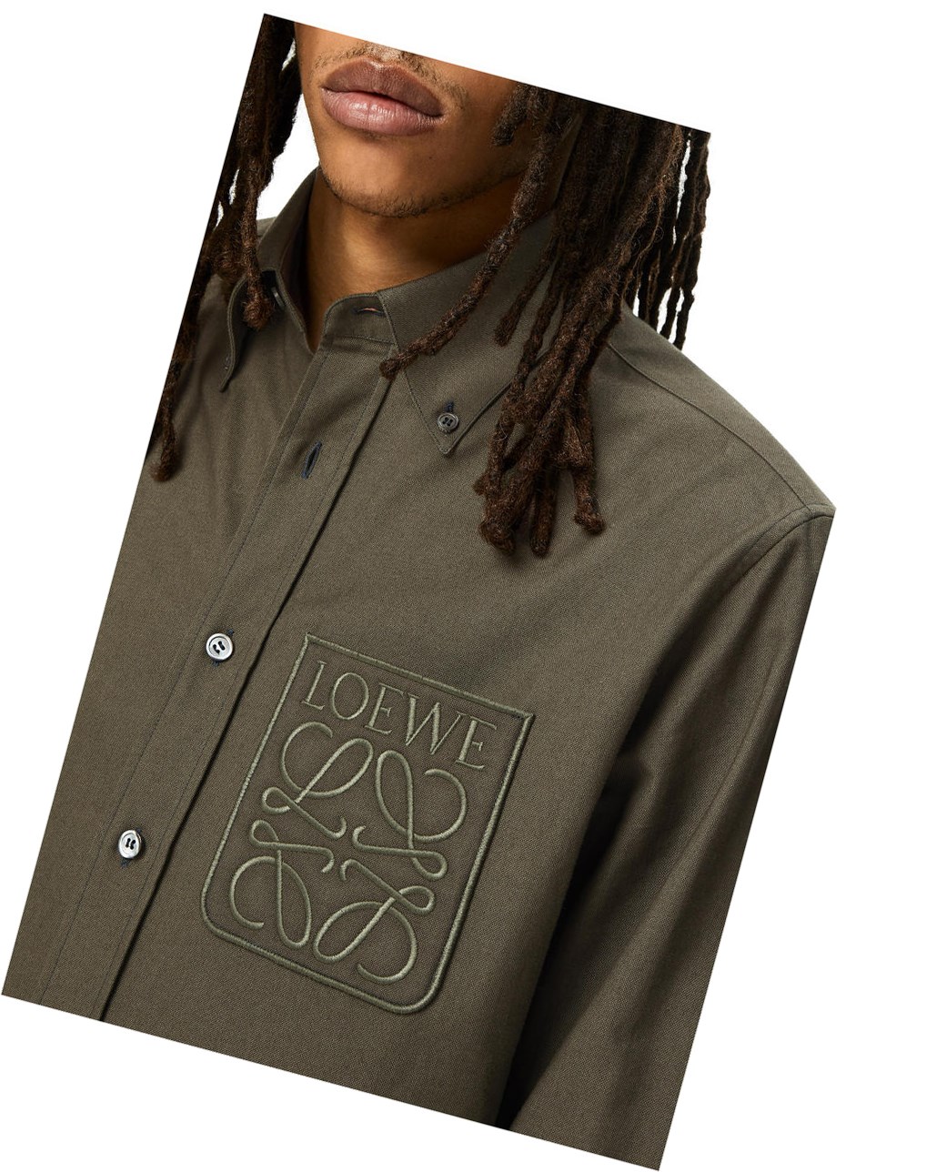 Loewe Anagram pocket shirt in cotton Kaki Verdes | MGIEQ-4019