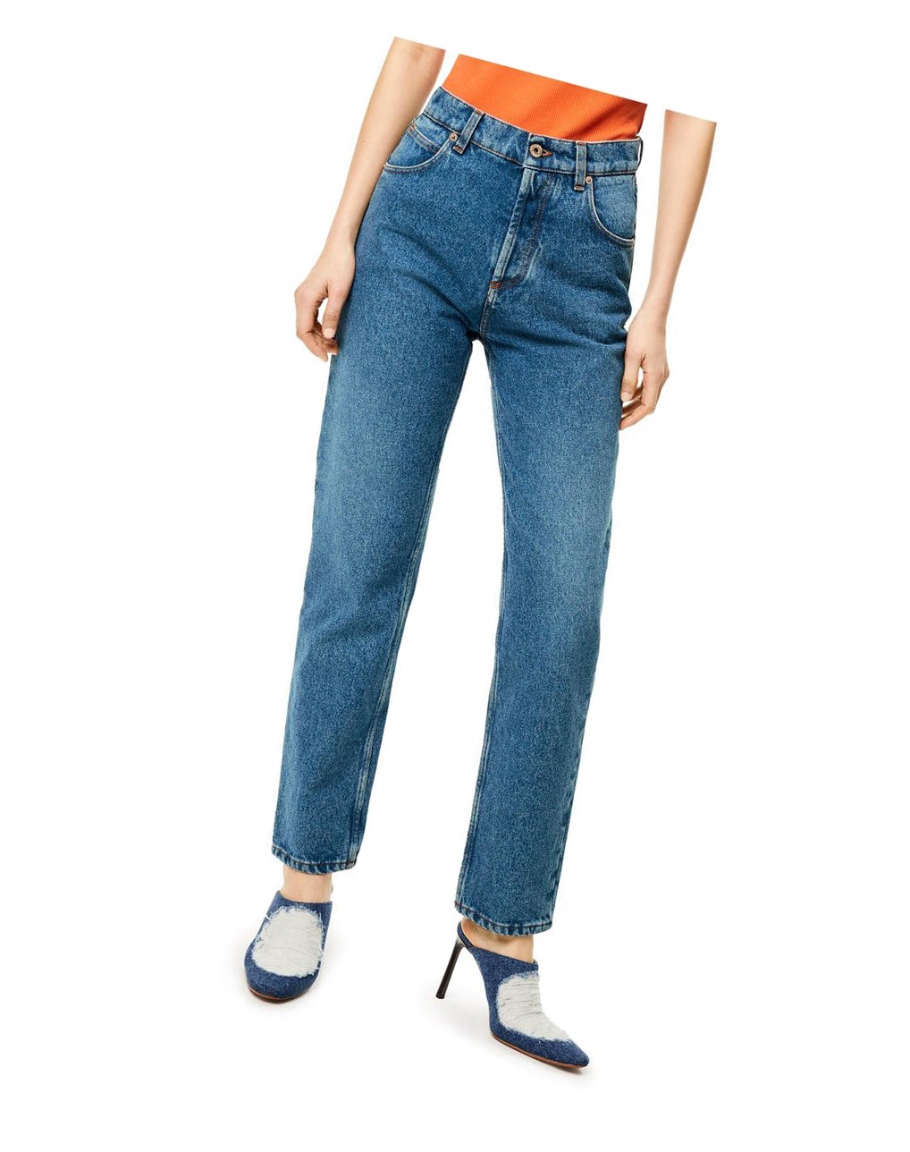 Loewe Anagram pocket tapered jeans in stone washed denim Azules | RKUFI-1869