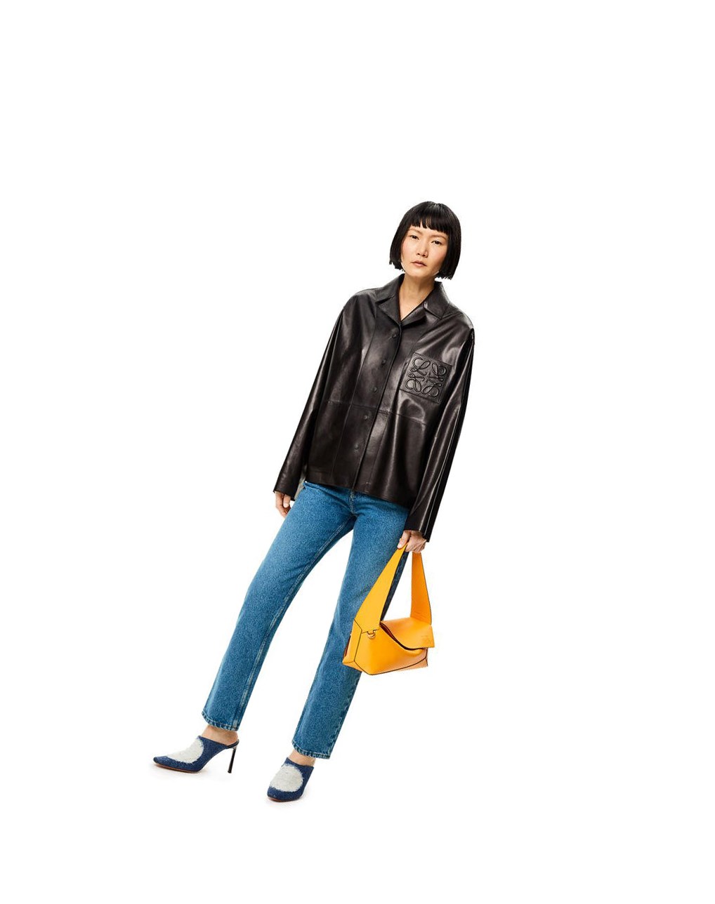 Loewe Anagram pocket tapered jeans in stone washed denim Azules | RKUFI-1869