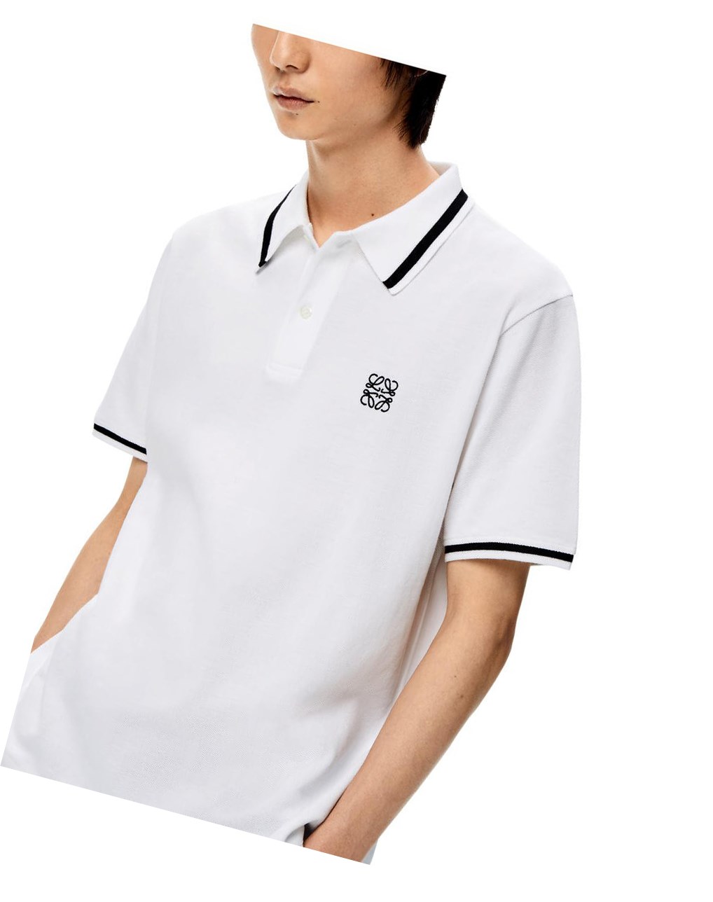 Loewe Anagram polo in cotton Blancos | UXOCI-8047