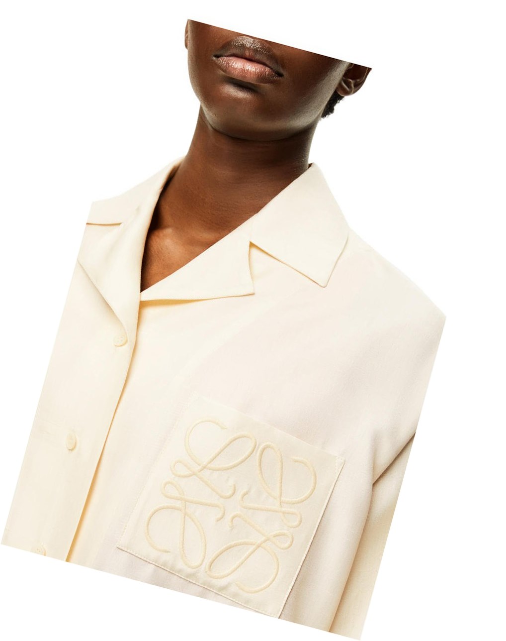 Loewe Anagram pyjama blouse in silk Milk | TZKMY-6271