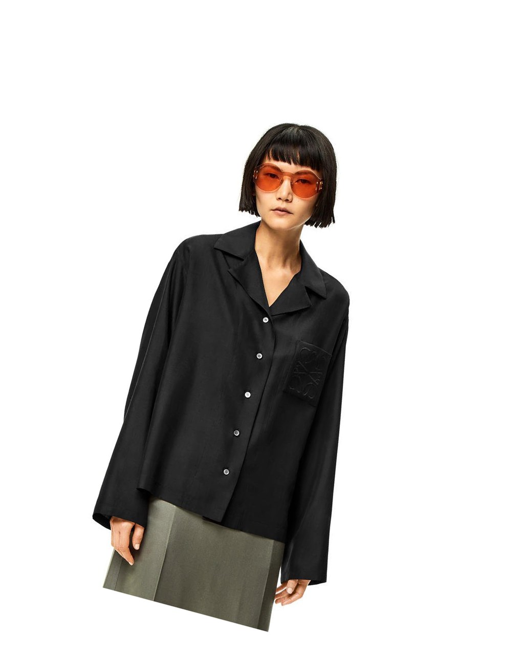 Loewe Anagram pyjama blouse in silk Negros | MKQAW-3914