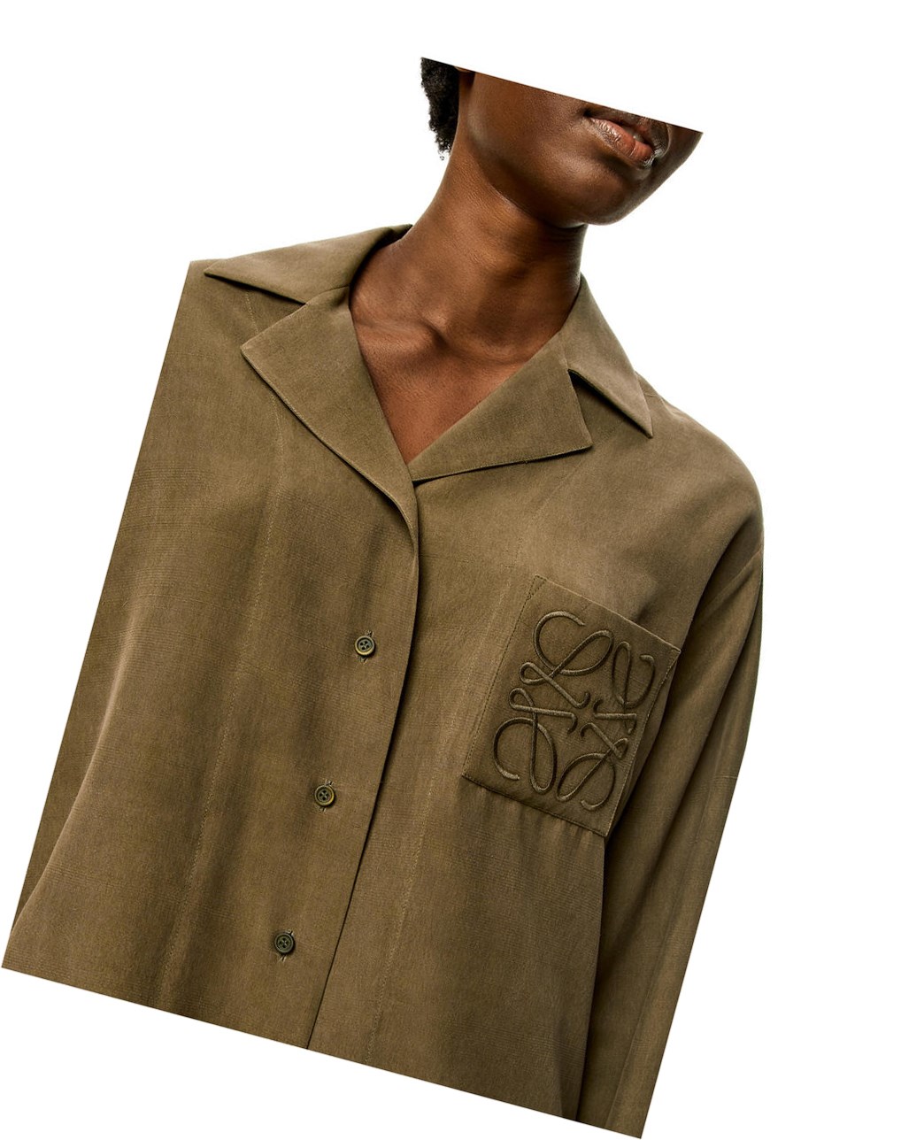 Loewe Anagram pyjama blouse in silk Verdes | POXFB-5926