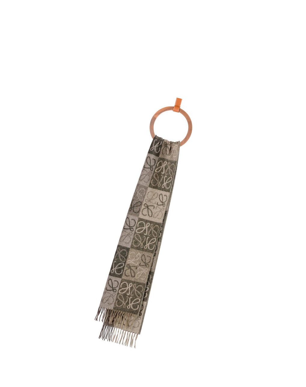 Loewe Anagram scarf in wool and cashmere Beige Kaki Verdes | EYNQC-9641
