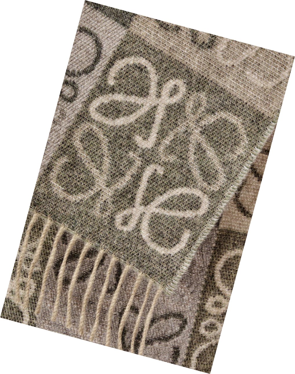 Loewe Anagram scarf in wool and cashmere Beige Kaki Verdes | VKXJQ-0459
