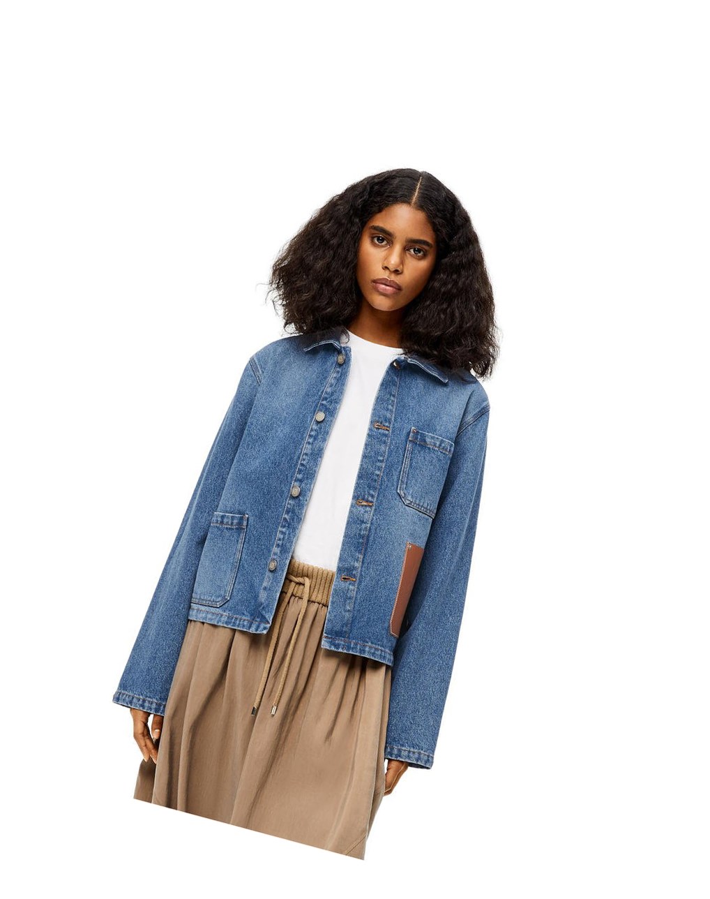 Loewe Anagram short jacket in cotton Azules | LUKCB-0149