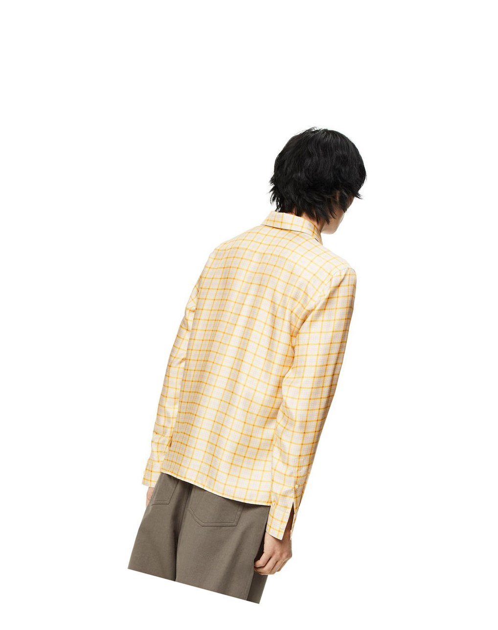 Loewe Anagram stamp check shirt in silk and cotton Amarillos | QCDSL-8420