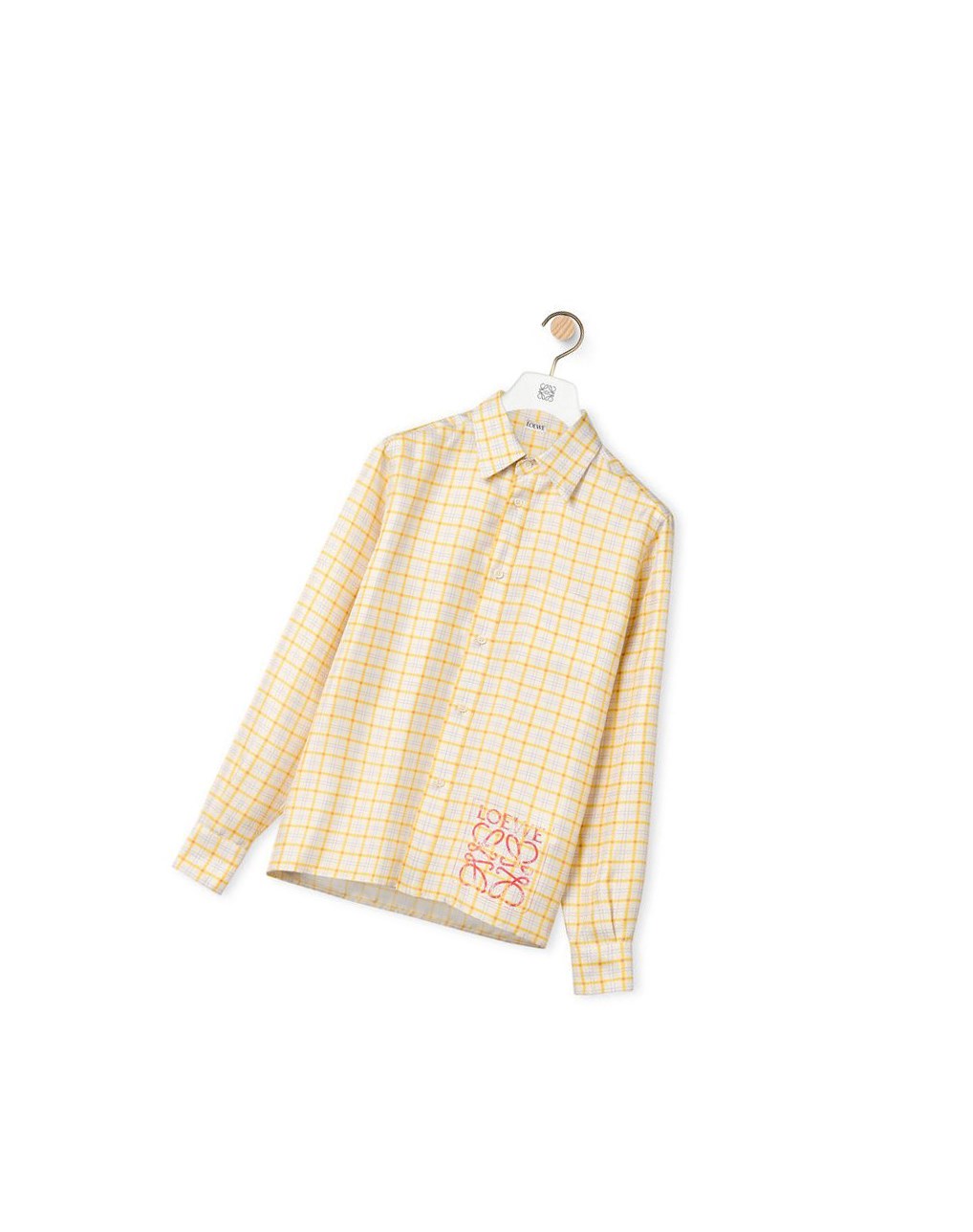 Loewe Anagram stamp check shirt in silk and cotton Amarillos | QCDSL-8420