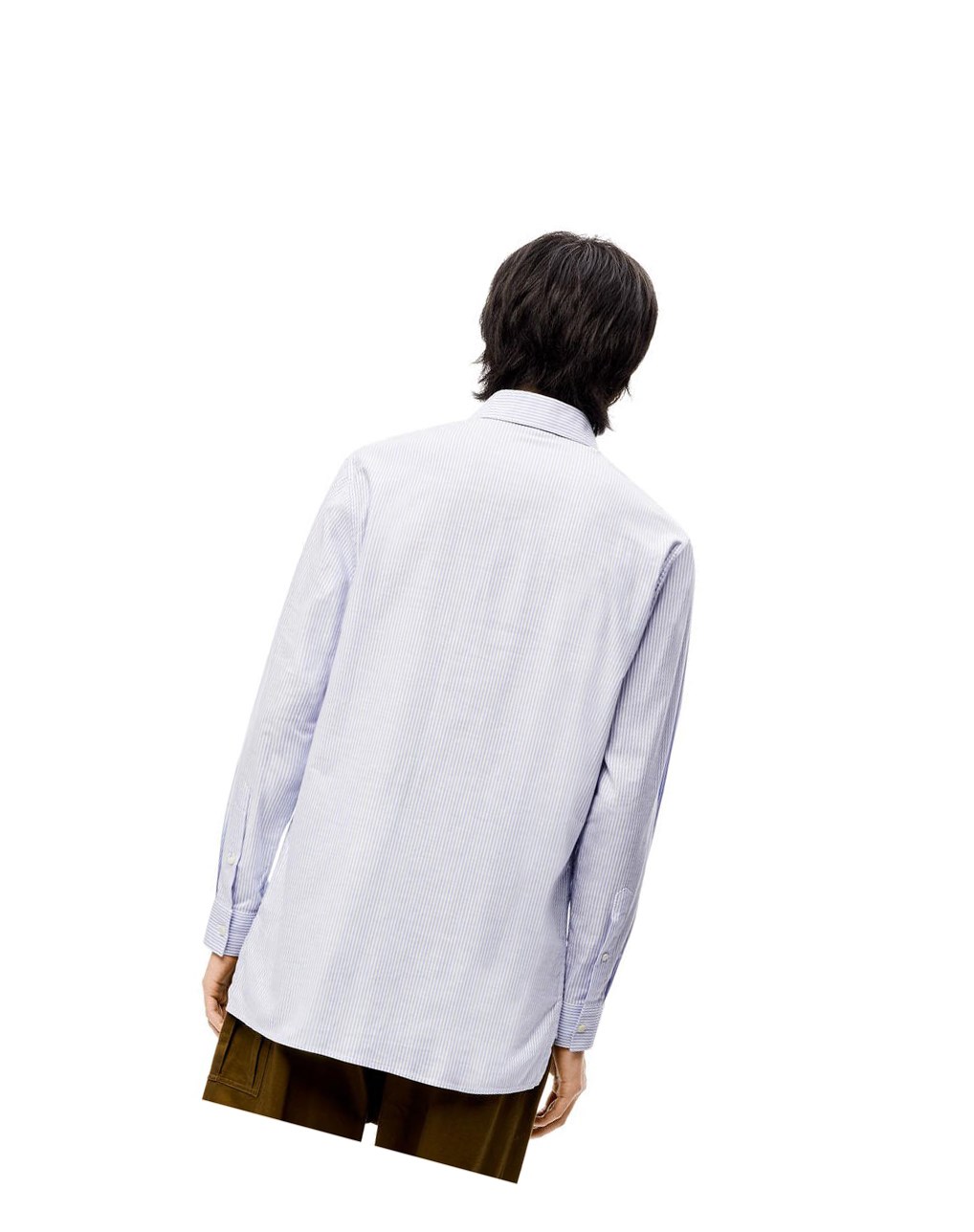 Loewe Anagram stripe shirt in cotton Blancos Azules | TJXUY-0571