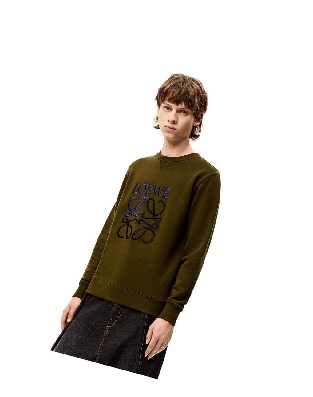 Loewe Anagram sweatshirt in cotton Kaki Oscuro Verdes | YFBXE-1856