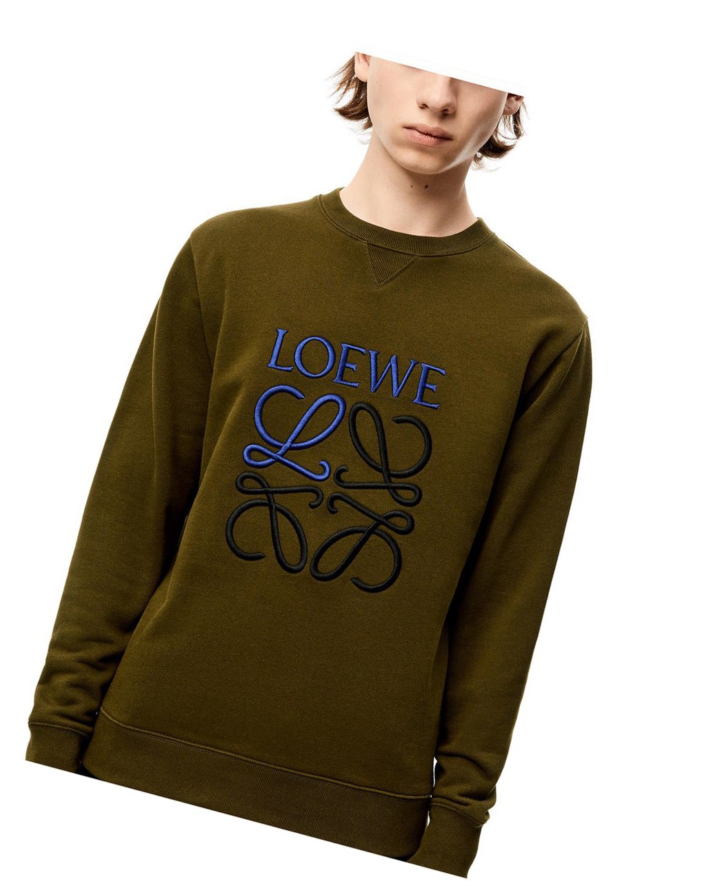 Loewe Anagram sweatshirt in cotton Kaki Oscuro Verdes | YFBXE-1856