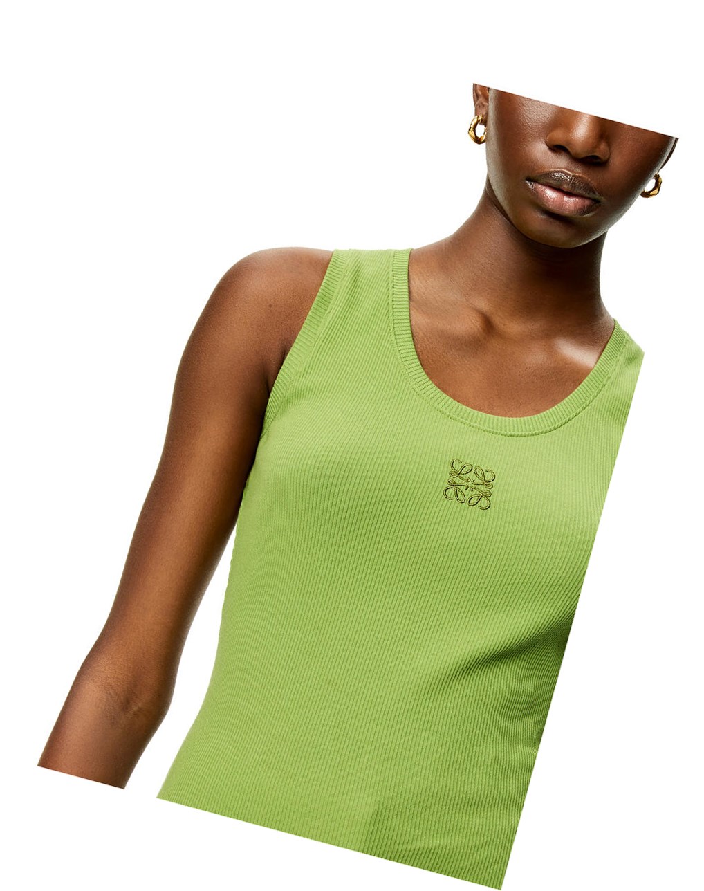 Loewe Anagram tank top in cotton Verdes | VJNWR-2964