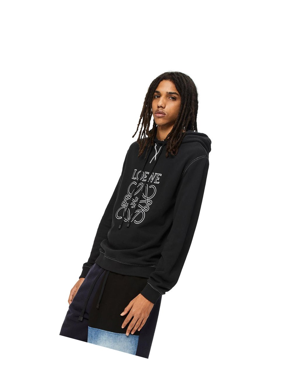 Loewe Anagram tonal hoodie in cotton Negros | YDTKE-7059