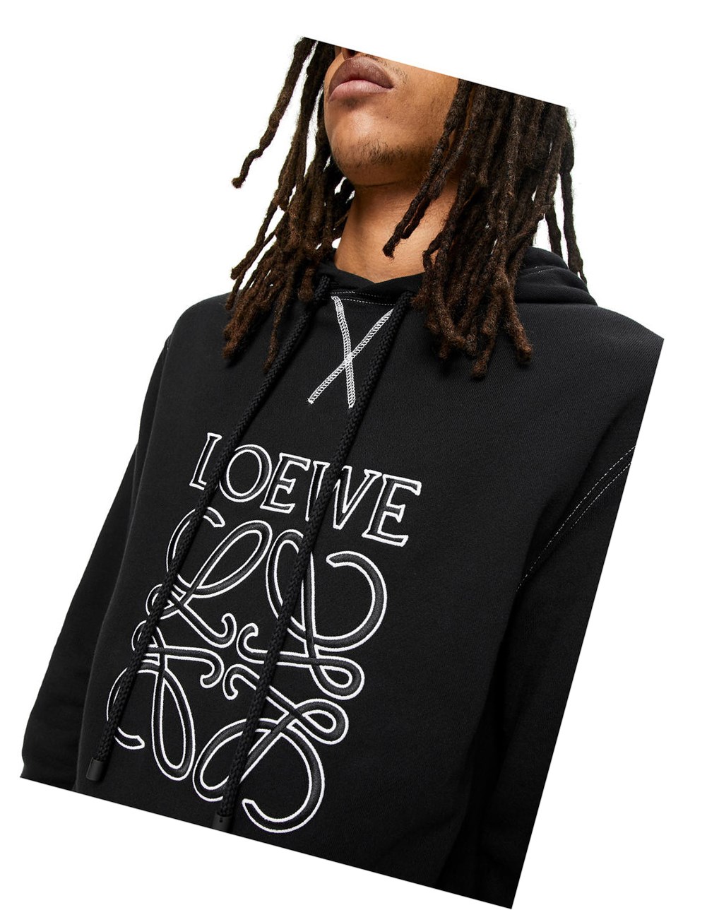 Loewe Anagram tonal hoodie in cotton Negros | YDTKE-7059