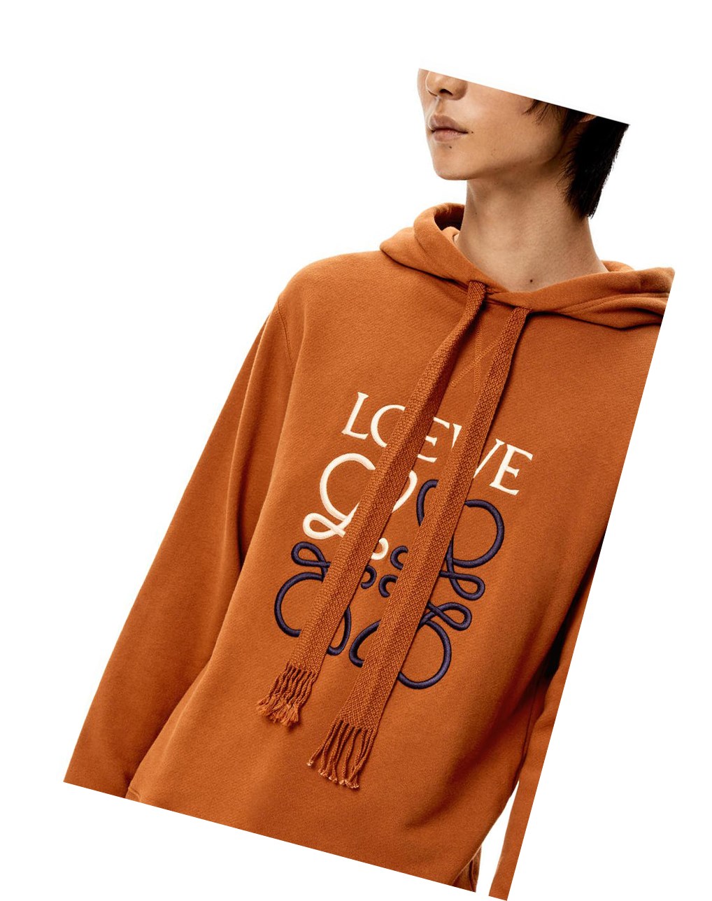 Loewe Anagram tonal hoodie in cotton Rojos | QASKF-3915