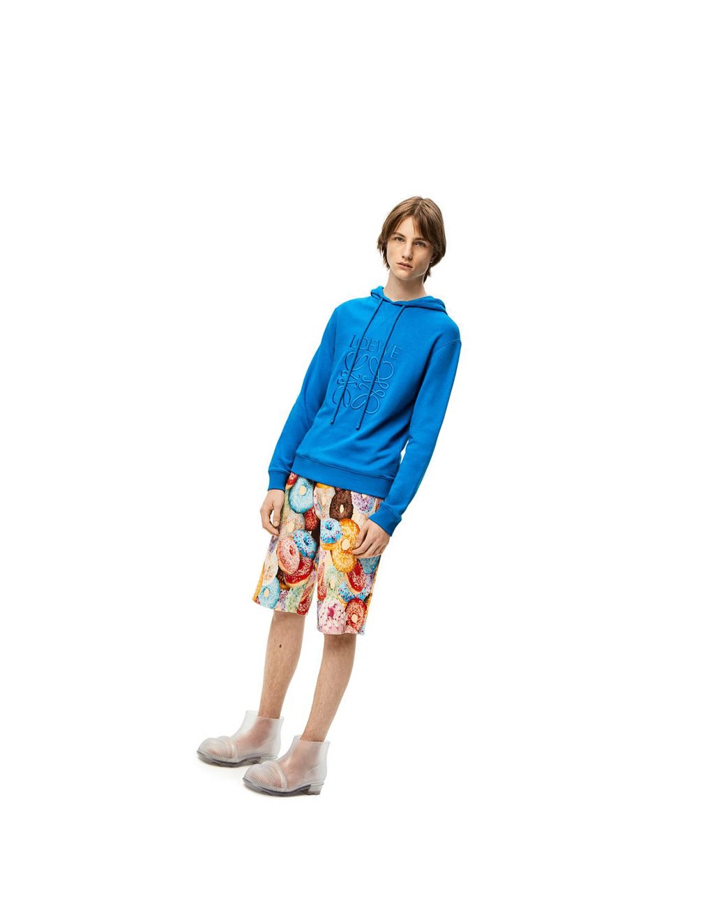 Loewe Anagram tonal hoodie in cotton Turquesa Oscuro | ZEBVX-3154