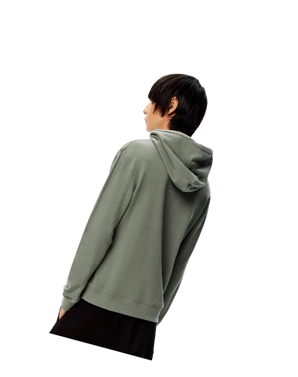 Loewe Anagram tonal hoodie in cotton Verdes | WEBQX-7019