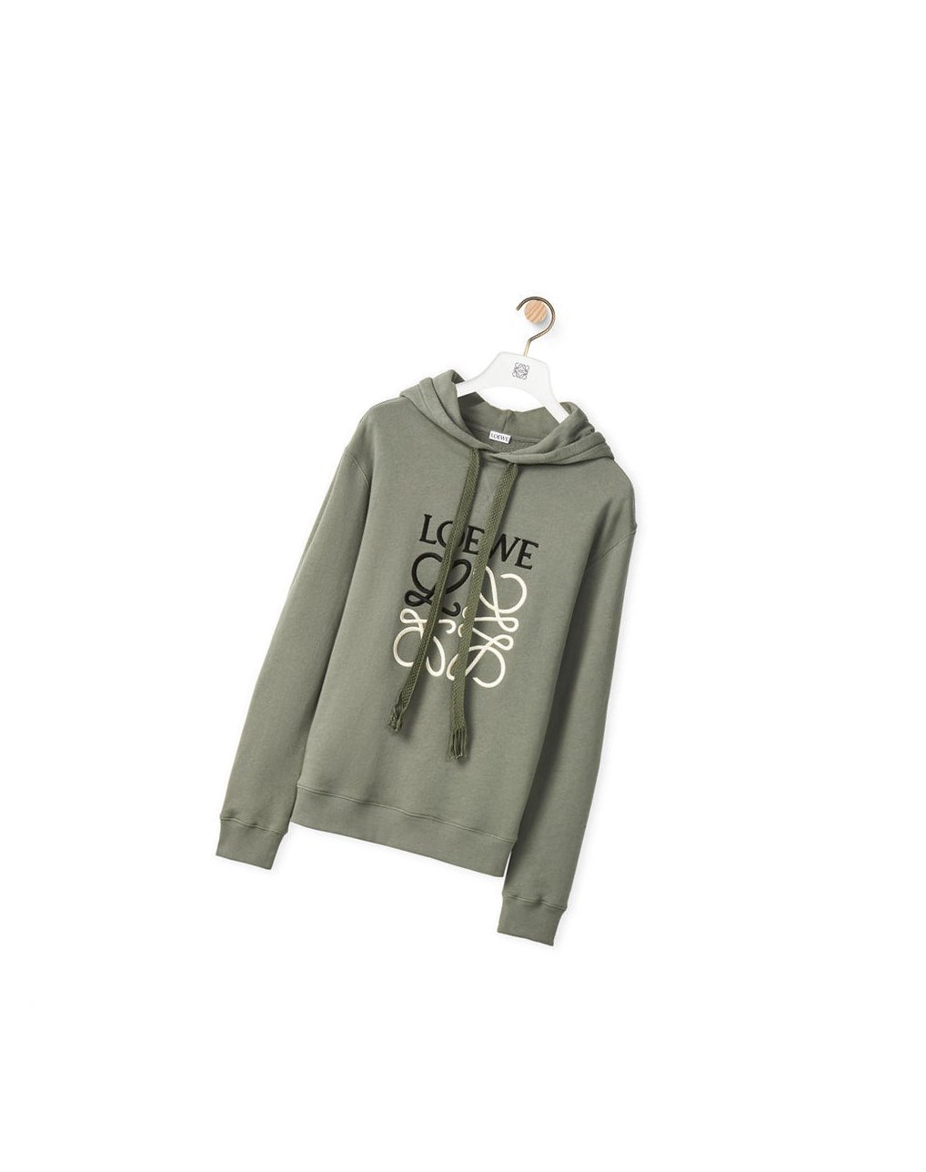 Loewe Anagram tonal hoodie in cotton Verdes | WEBQX-7019
