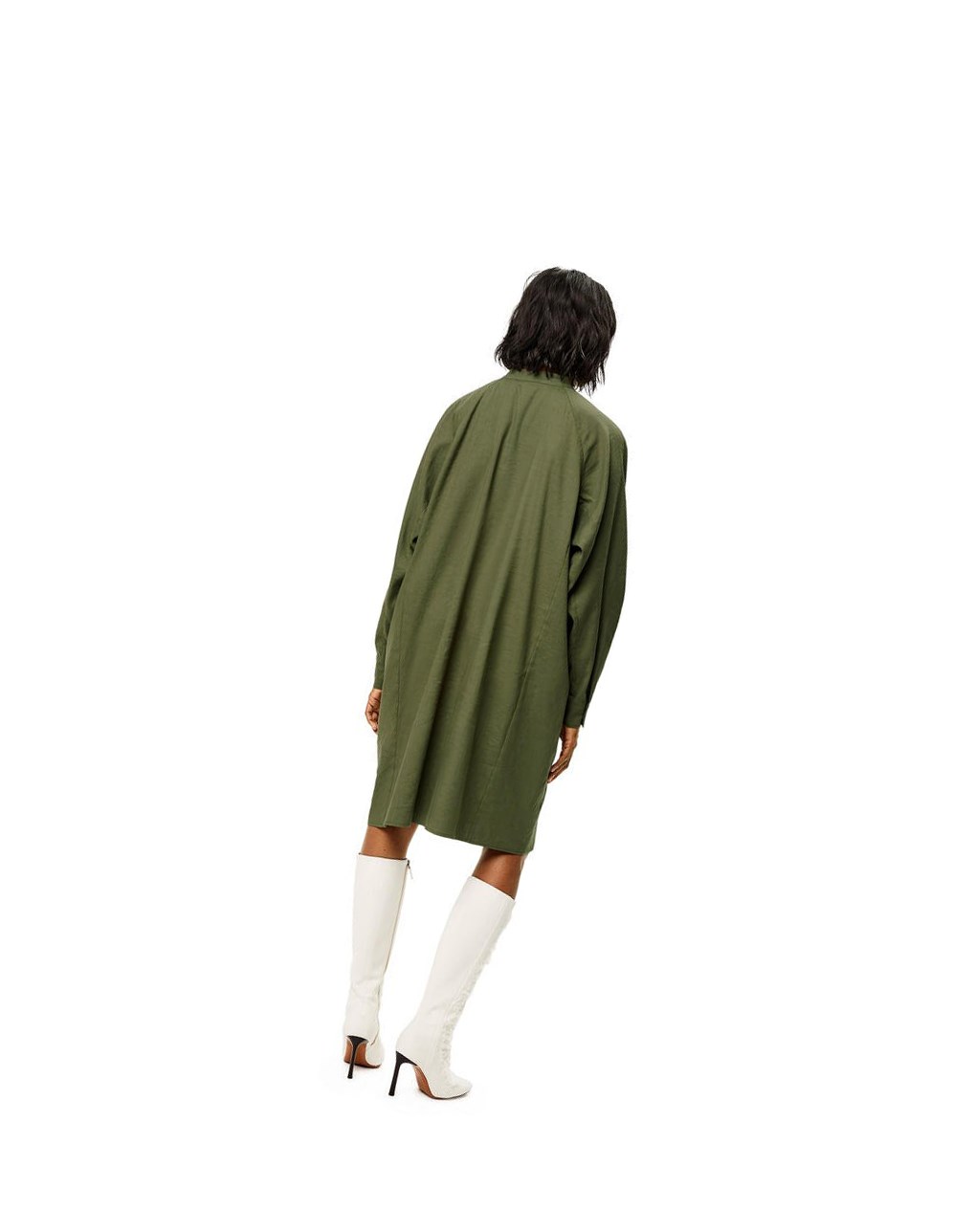 Loewe Anagram tunic dress in linen and cotton Lichen | RMPHZ-8145