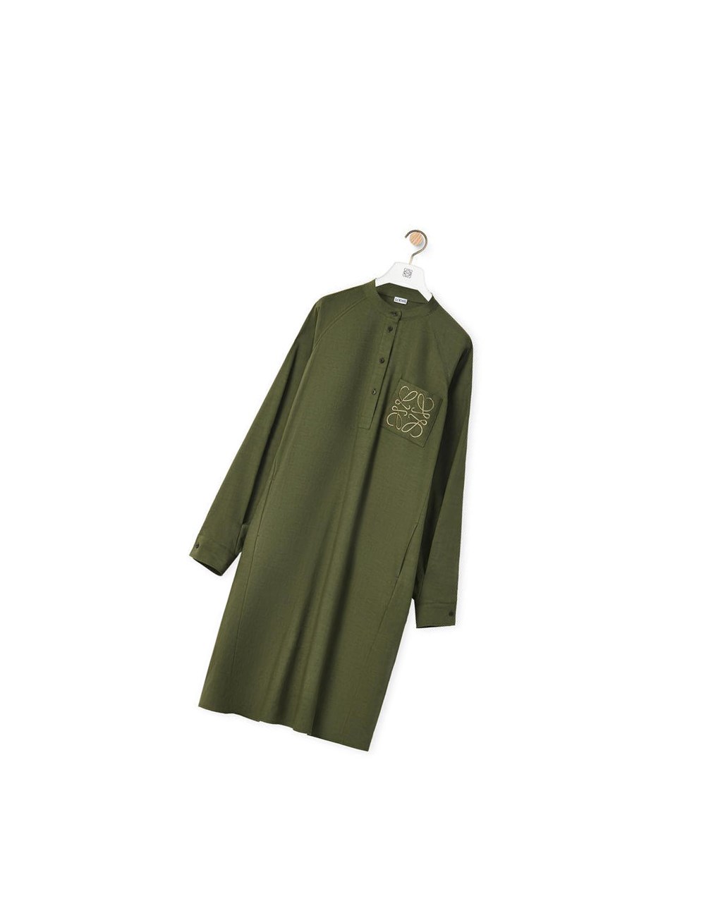 Loewe Anagram tunic dress in linen and cotton Lichen | RMPHZ-8145